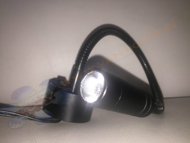 Punto LED flexible, negro, 2W de alta potencia, 110 lúmenes